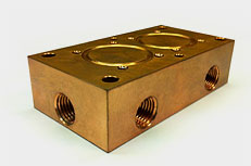 Water cooled, machined copper part